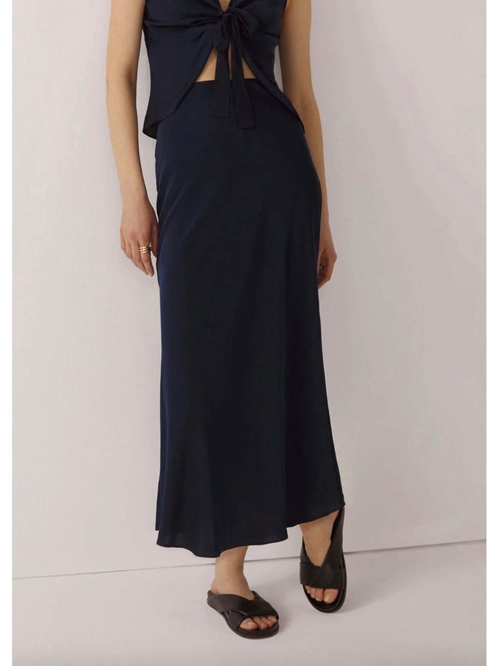 Favorite Daughter Gwen Maxi Slip Skirt Navy